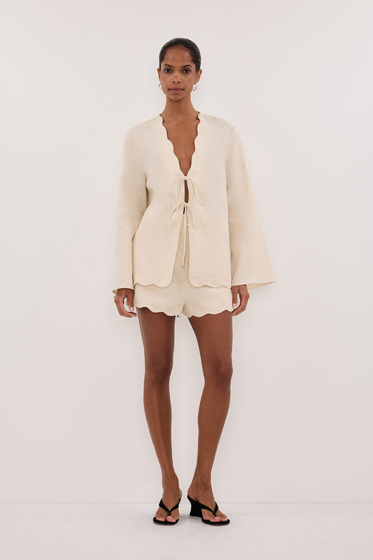 LELA SANDSTONE LONG SLEEVE LINEN TOP