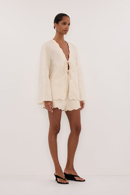 LELA SANDSTONE LONG SLEEVE LINEN TOP