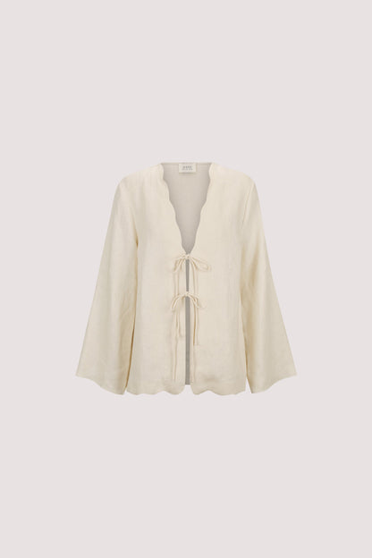 LELA SANDSTONE LONG SLEEVE LINEN TOP