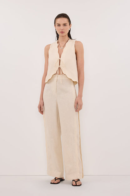LELA SANDSTONE SLEEVELESS LINEN VEST TOP