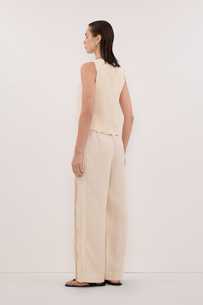 LELA SANDSTONE SLEEVELESS LINEN VEST TOP
