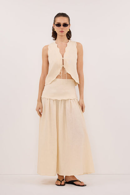 LELA SANDSTONE SLEEVELESS LINEN VEST TOP