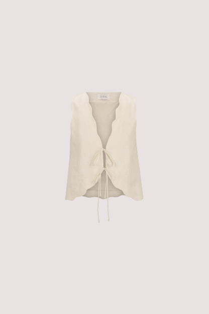 LELA SANDSTONE SLEEVELESS LINEN VEST TOP