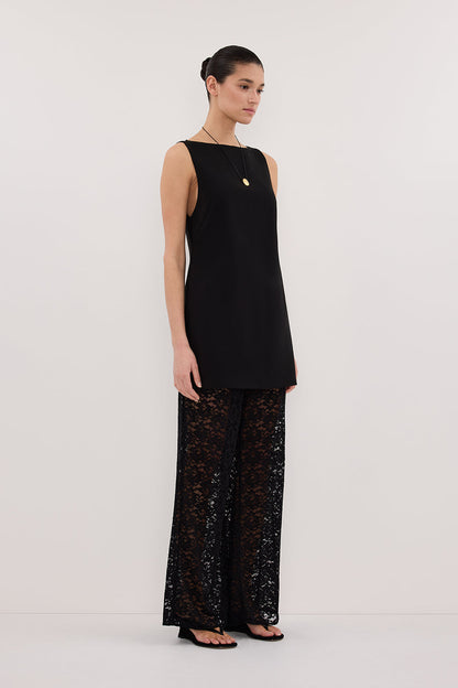 ROWIE BLACK SLEEVELESS BOAT NECK TUNIC TOP