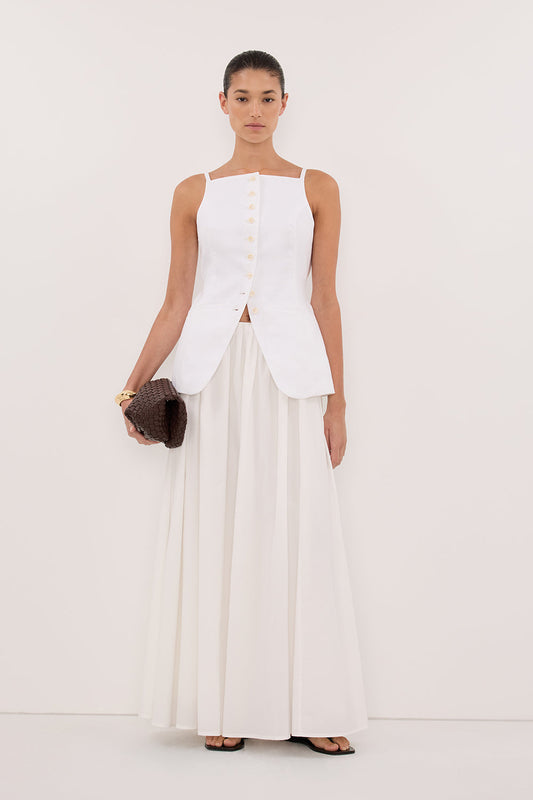 VIV WHITE SLEEVELESS LINEN VEST