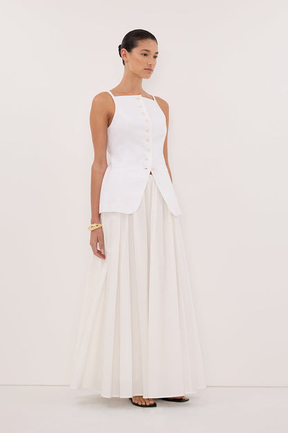 VIV WHITE SLEEVELESS LINEN VEST