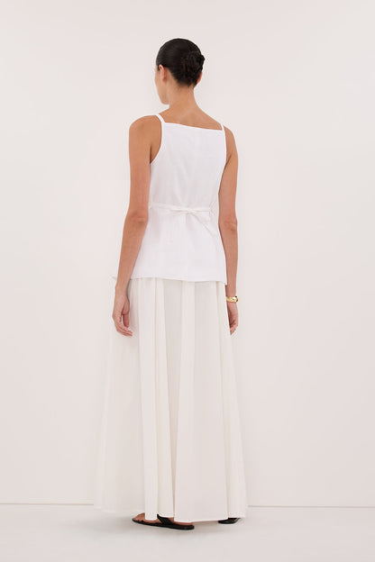 VIV WHITE SLEEVELESS LINEN VEST