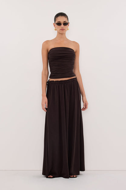 SHARI BURNT CHOC STRAPLESS BANDEAU TOP