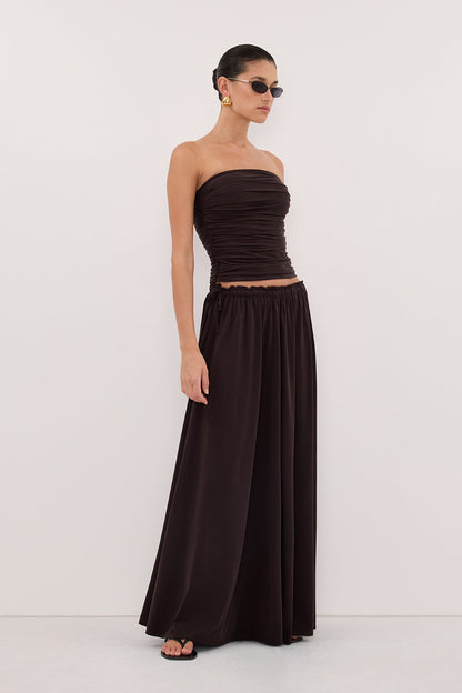 SHARI BURNT CHOC STRAPLESS BANDEAU TOP