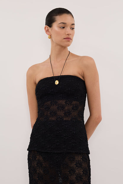AGNES BLACK CROCHET BANDEAU TOP