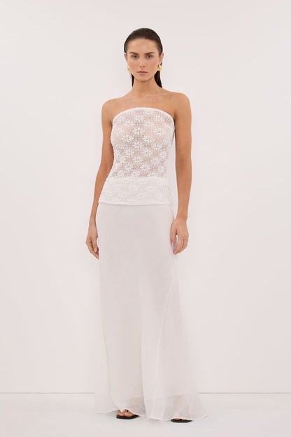 AGNES WHITE CROCHET BANDEAU TOP
