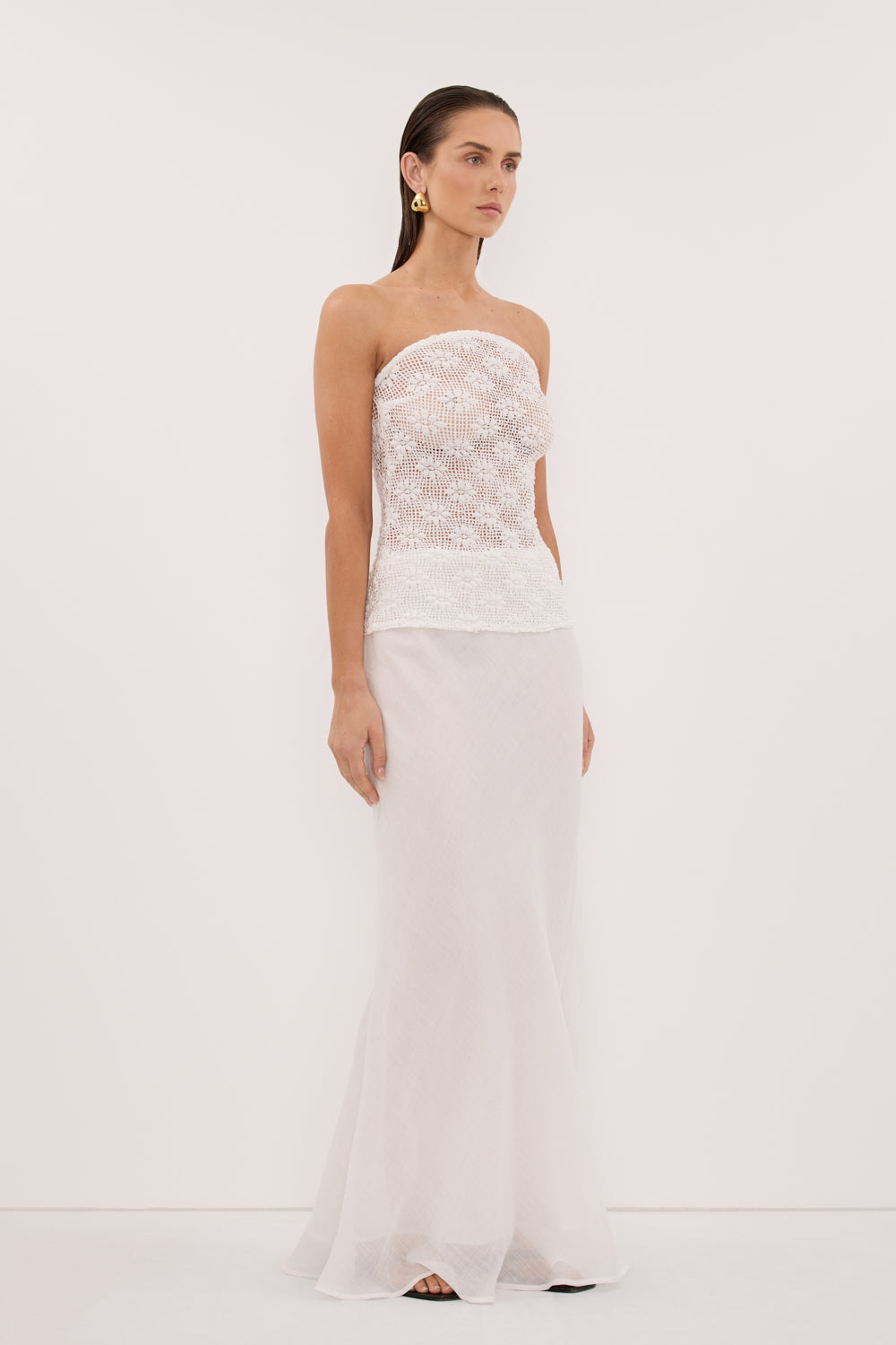 AGNES WHITE CROCHET BANDEAU TOP