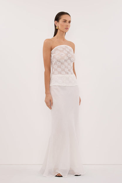 AGNES WHITE CROCHET BANDEAU TOP