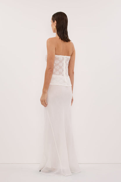 AGNES WHITE CROCHET BANDEAU TOP