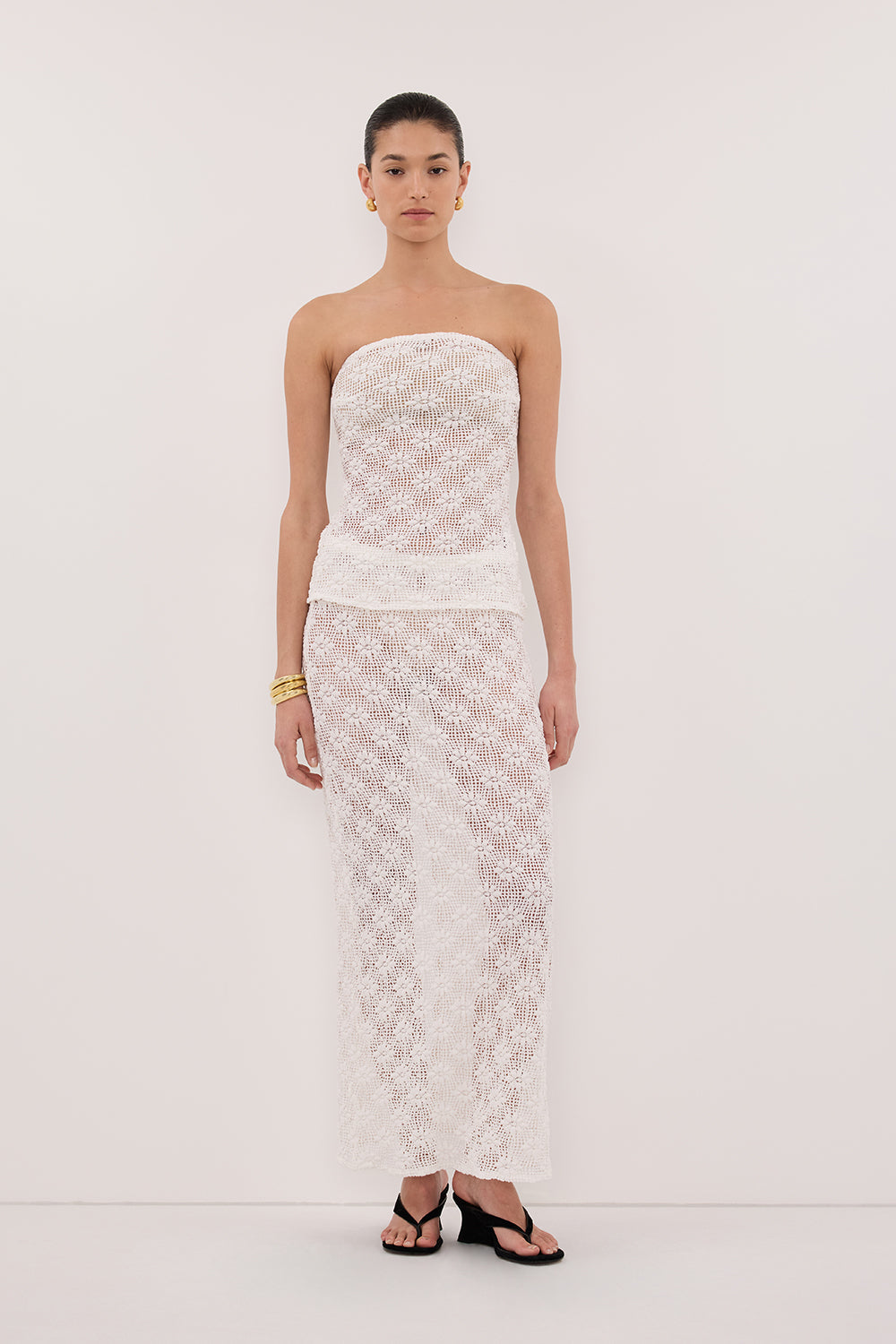 AGNES WHITE CROCHET BANDEAU TOP