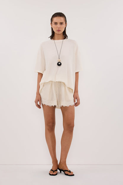 SLOANE CREAM COTTON LONGLINE TEE