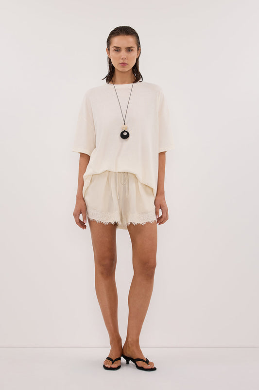 SLOANE CREAM COTTON LONGLINE TEE
