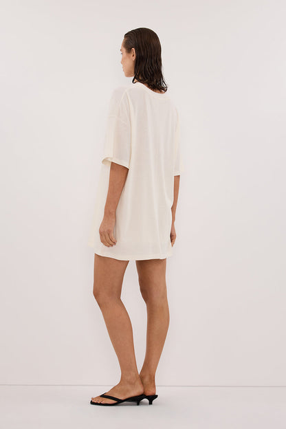 SLOANE CREAM COTTON LONGLINE TEE