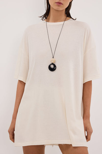SLOANE CREAM COTTON LONGLINE TEE