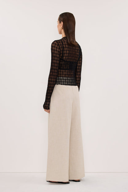 LEIA BLACK LONG SLEEVE LACE KNIT TOP