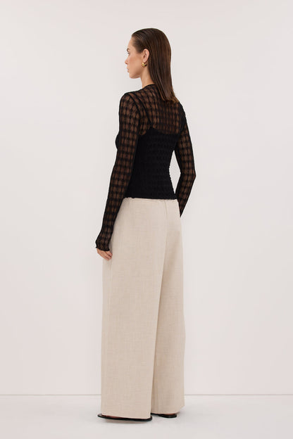 LEIA BLACK LONG SLEEVE LACE KNIT TOP