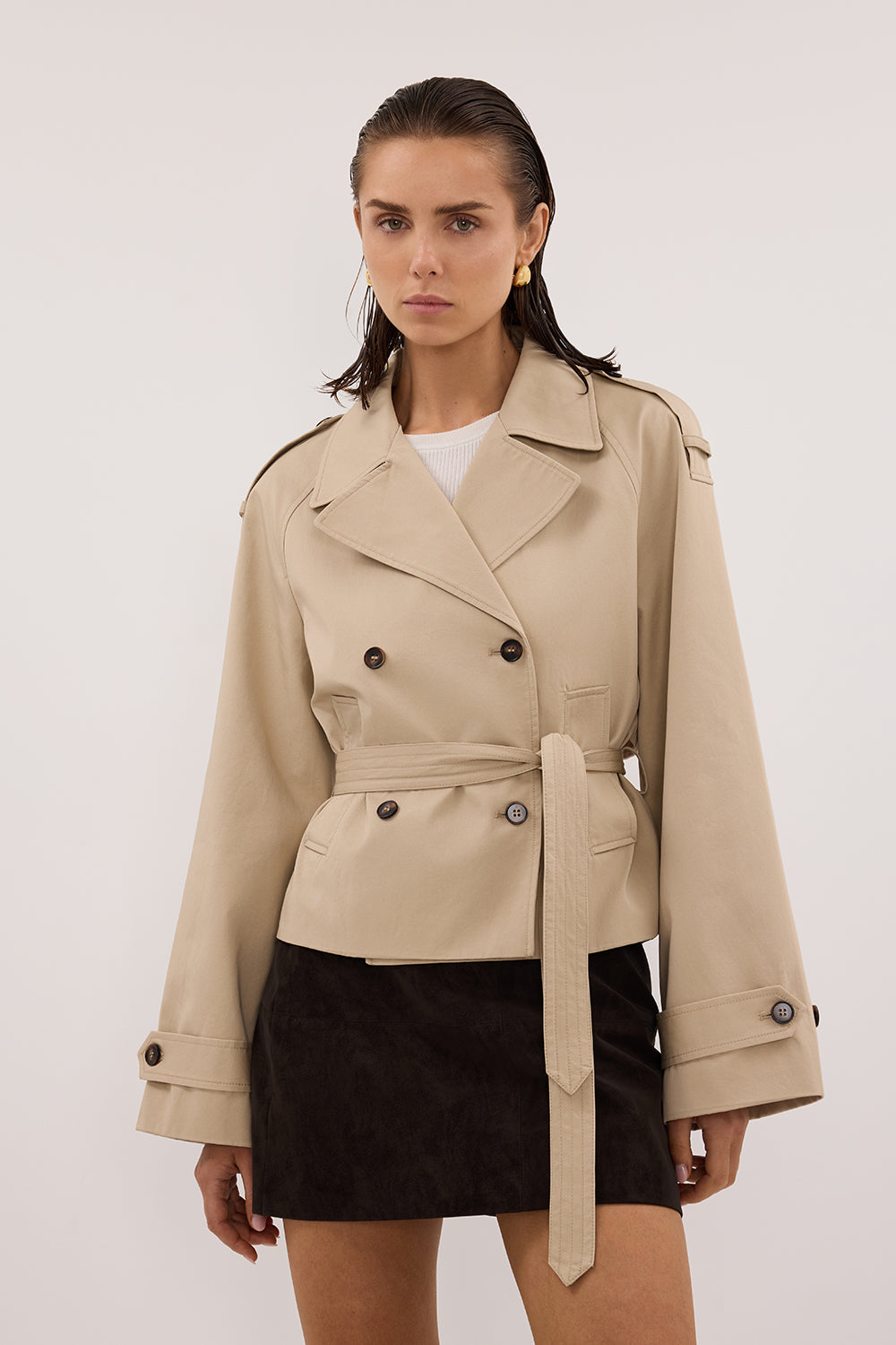 OAKLAND CHOC FAUX SUEDE MINI SKIRT