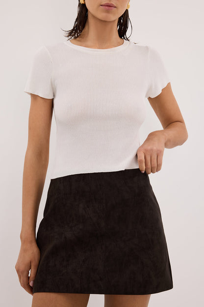 OAKLAND CHOC FAUX SUEDE MINI SKIRT