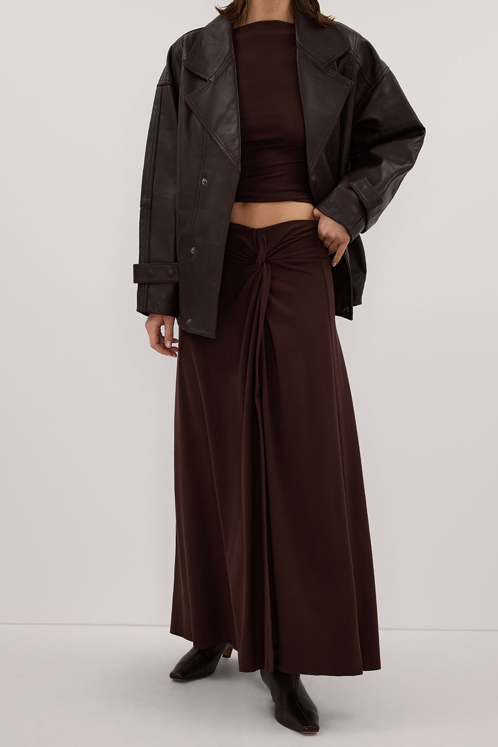 HADLEY CHOC TWIST MIDI SKIRT