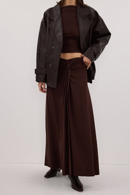 HADLEY CHOC TWIST MIDI SKIRT