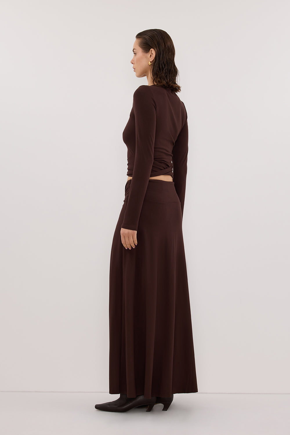 HADLEY CHOC TWIST MIDI SKIRT