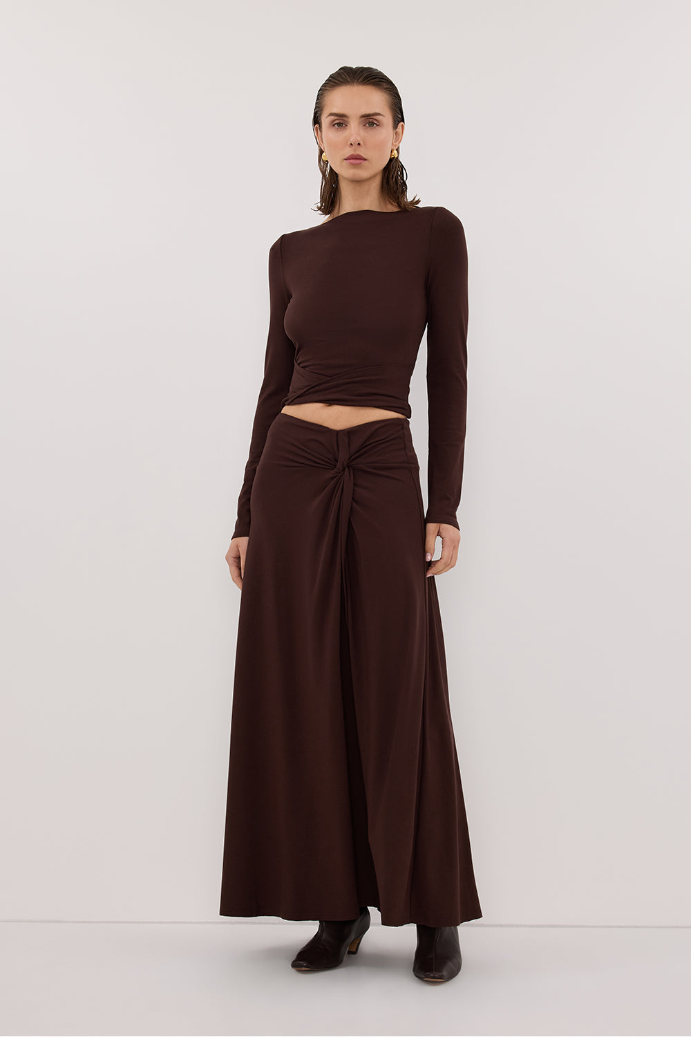 HADLEY CHOC TWIST MIDI SKIRT