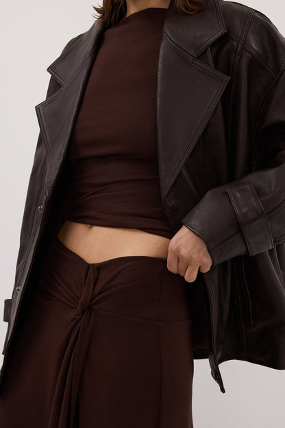 HADLEY CHOC TWIST MIDI SKIRT