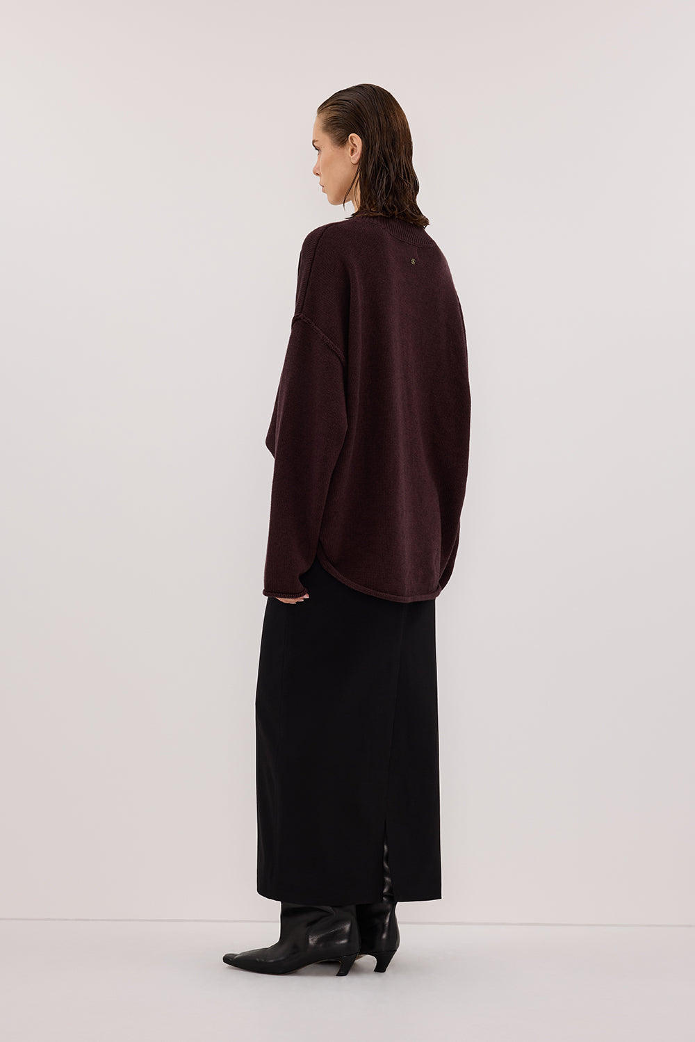LIZA BLACK TAILORED MIDI SKIRT