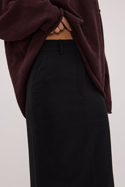 LIZA BLACK TAILORED MIDI SKIRT