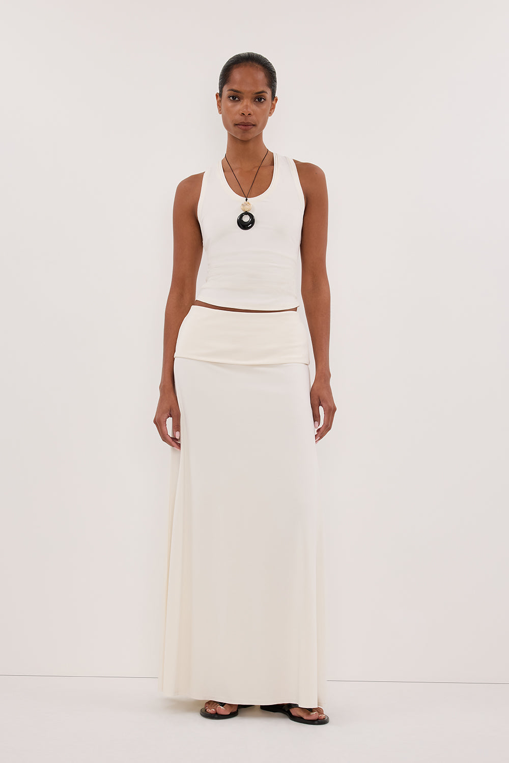 JULIE OFF WHITE MODAL BLEND MAXI SKIRT