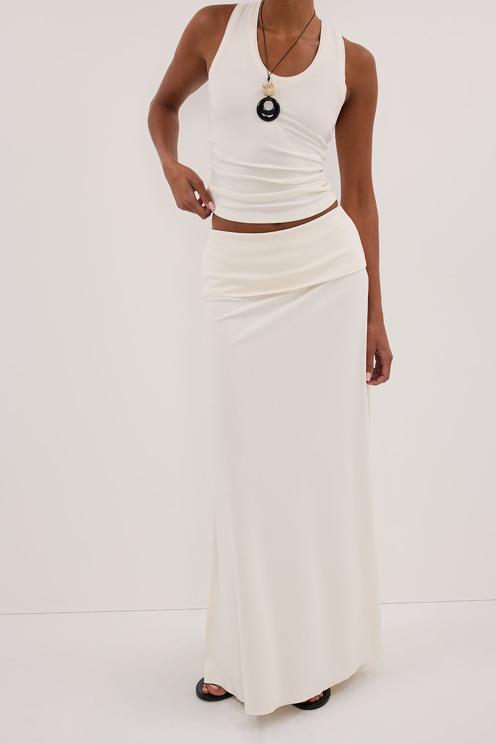 JULIE OFF WHITE MODAL BLEND MAXI SKIRT