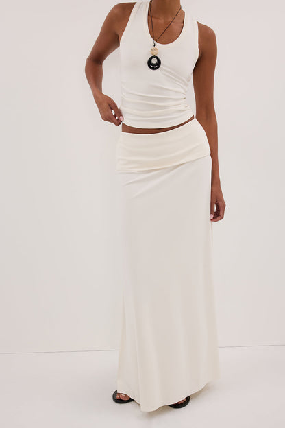 JULIE OFF WHITE MODAL BLEND MAXI SKIRT