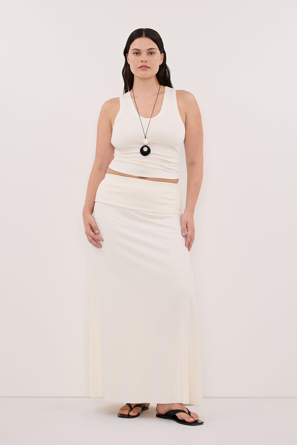 JULIE OFF WHITE MODAL BLEND MAXI SKIRT