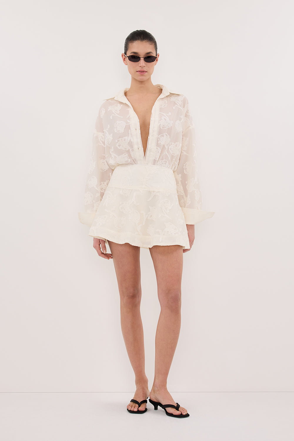 AZALEA OFF WHITE JACQUARD MINI SKIRT