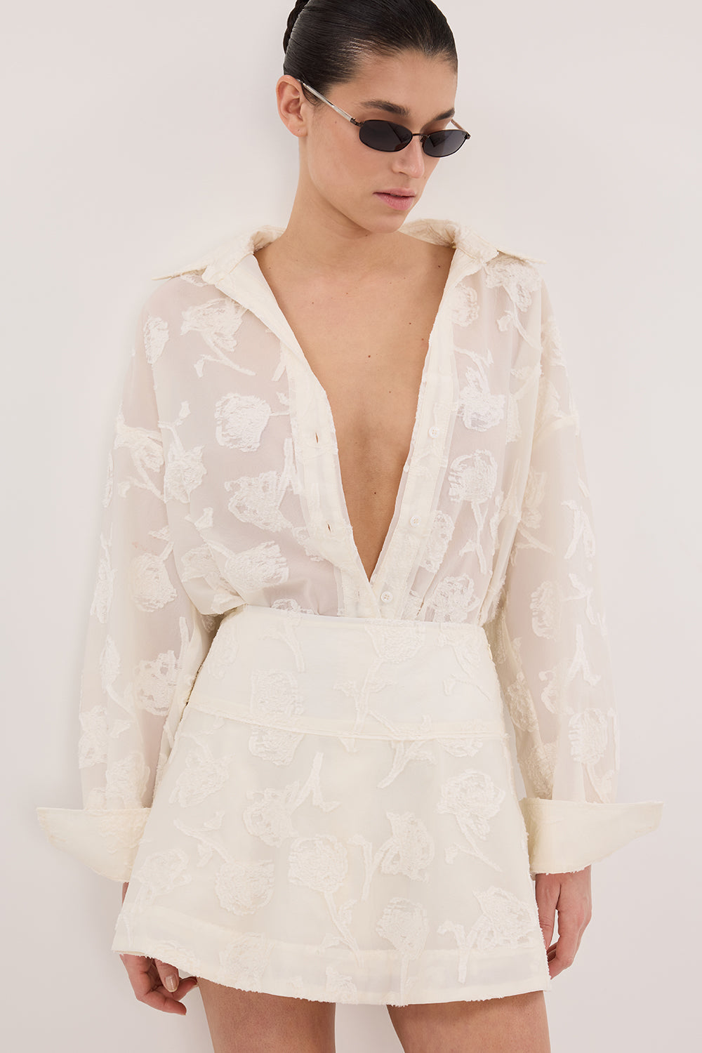 AZALEA OFF WHITE JACQUARD MINI SKIRT