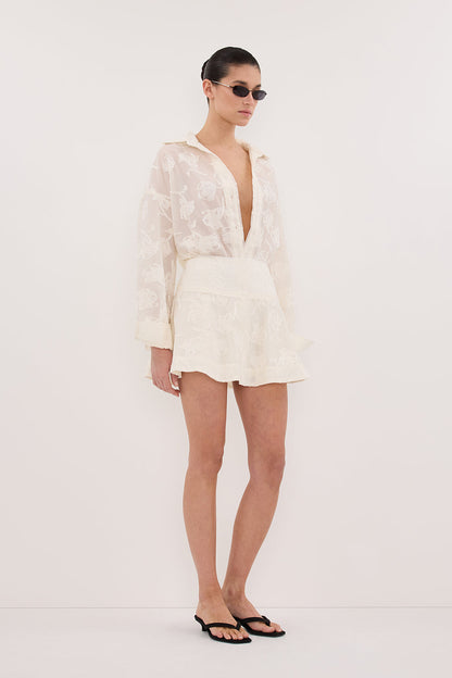 AZALEA OFF WHITE JACQUARD MINI SKIRT