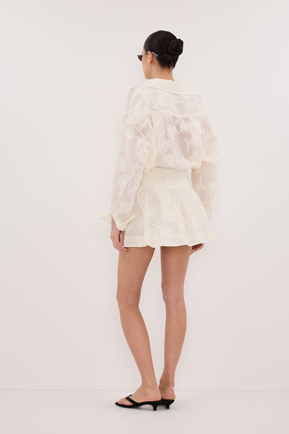 AZALEA OFF WHITE JACQUARD MINI SKIRT