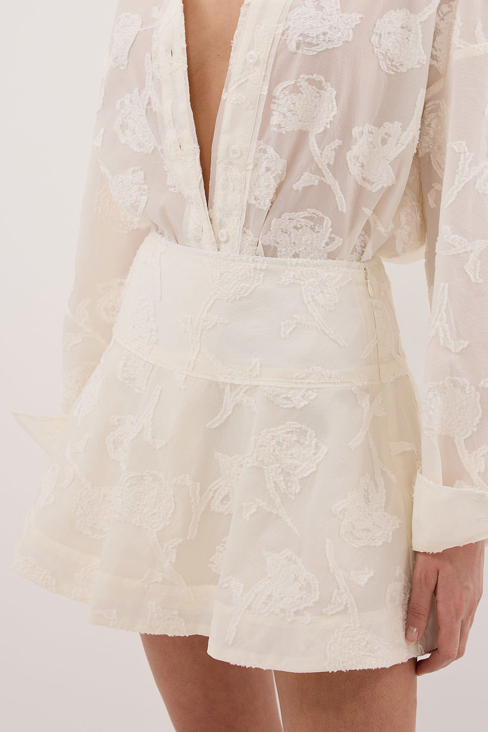 AZALEA OFF WHITE JACQUARD MINI SKIRT