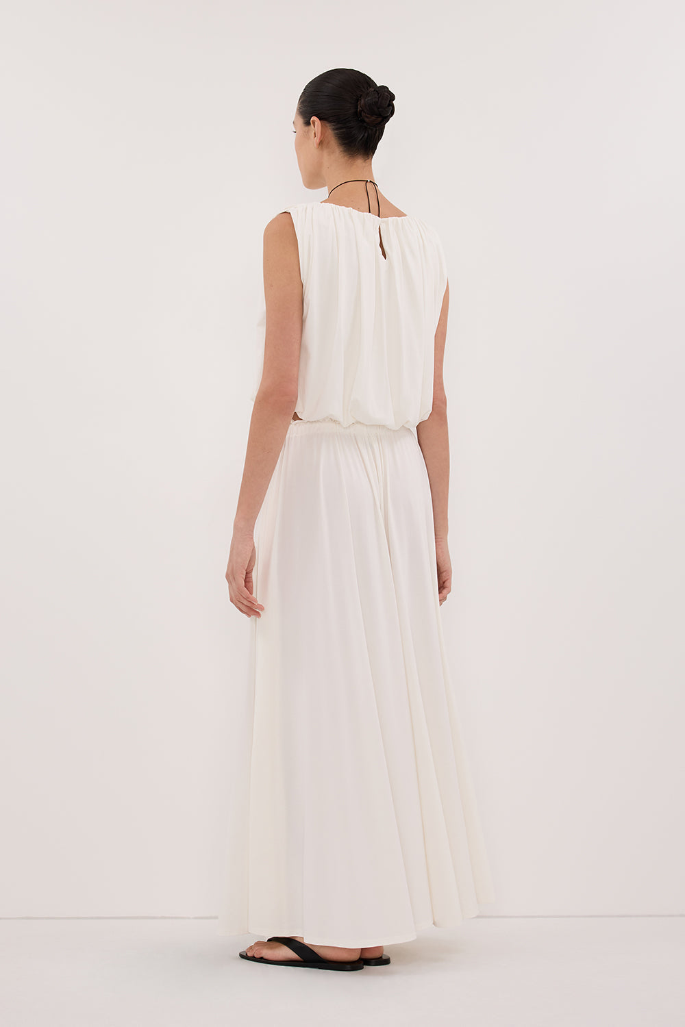 AVA OFF WHITE MODAL BLEND MIDI SKIRT