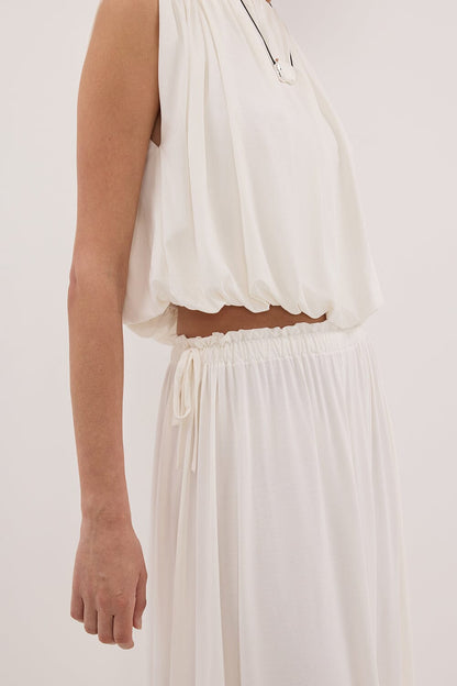 AVA OFF WHITE MODAL BLEND MIDI SKIRT