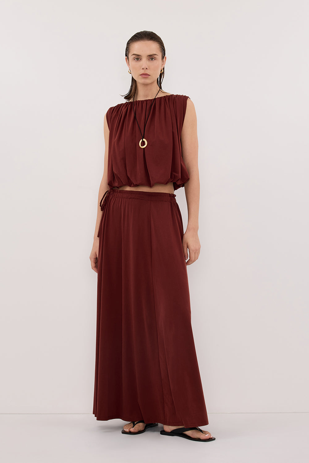 AVA SAHARA MODAL BLEND MIDI SKIRT