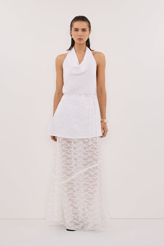 BELLE WHITE LACE MAXI SKIRT