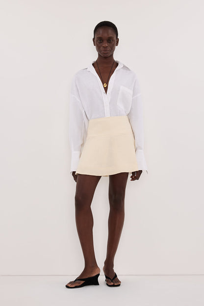 ALEA STRAW LINEN FLOUNCE MINI SKIRT