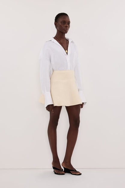 ALEA STRAW LINEN FLOUNCE MINI SKIRT