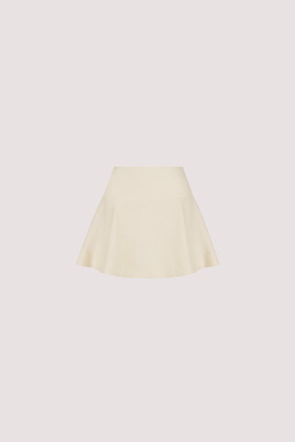 ALEA STRAW LINEN FLOUNCE MINI SKIRT